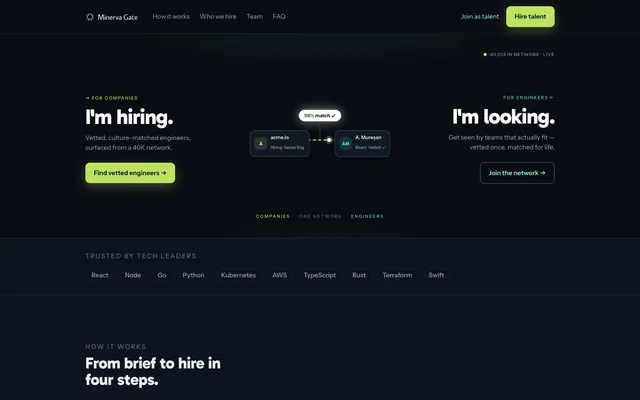 Minerva Gate: redesign de site, captura de ecran